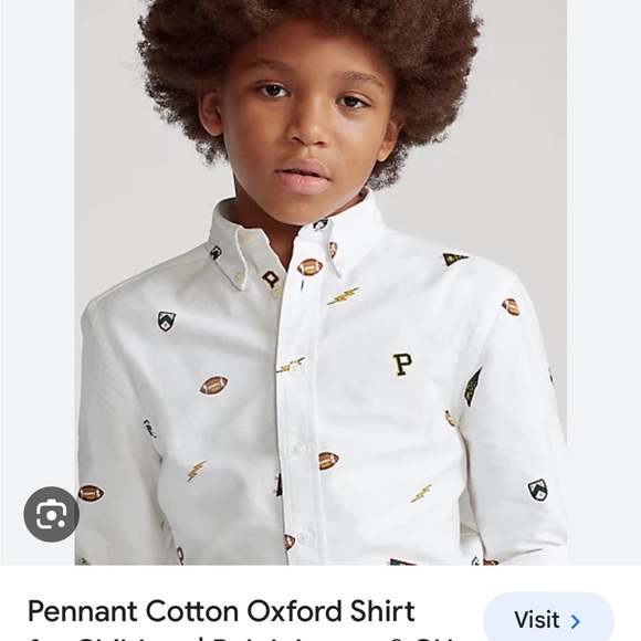 Ralph Lauren Pennant Cotton Oxford Shirt with footballs size xl 18/20 - Picture 5 of 5